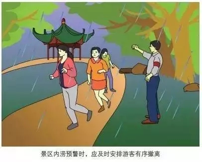 景區(qū)內(nèi)澇預(yù)警時，應(yīng)及時安排游客有序撤離